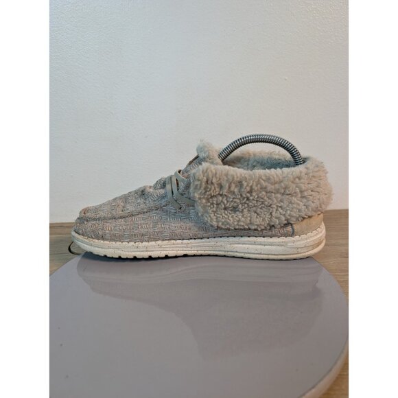 Hey Dude Wendy Fold Stitch Cozy Furry Boot Shoes Tan Beige Women's Size 8 - Picture 7 of 10